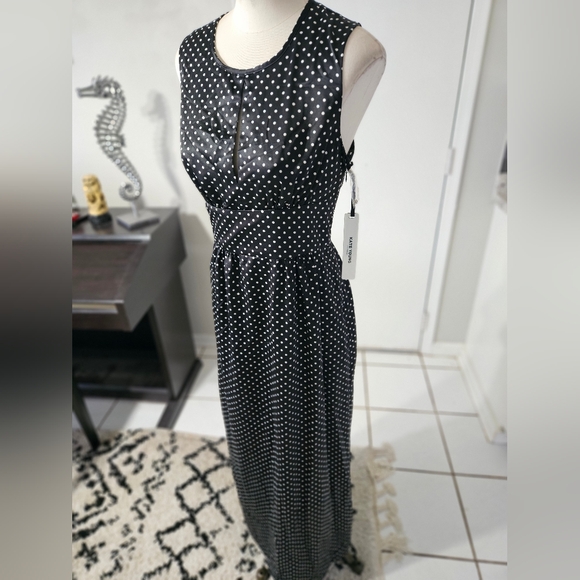 NWT! Kate Young Black and White Polka-dot Maxi Dress Size 4 - Picture 1 of 9
